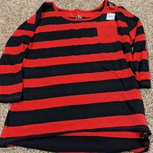 Justice Red/Black Striped Shirt - Size 20
